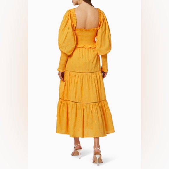 🥭 FARM RIO Yellow 3D Pineapple Tiered Midi Dress - Picture 4 of 7